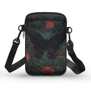 Gothic Butterfly Rose Crossbody Bags Cell Phone Bag Mini Over T_T